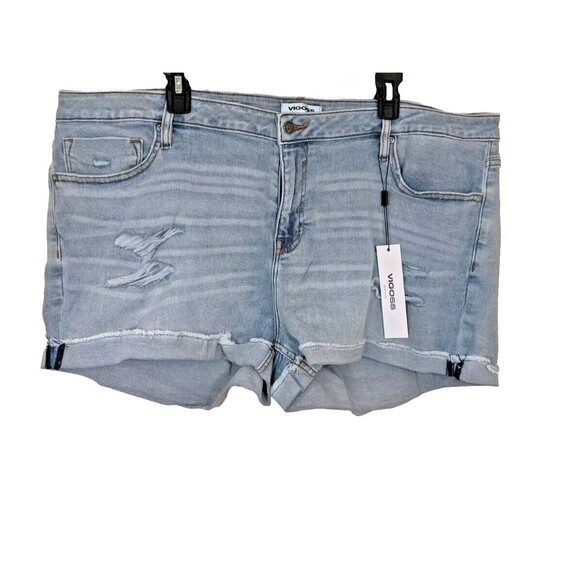 Vigoss Marley Jean Short Mid Rise Distressed Light Wash Size 24W - Picture 2 of 10